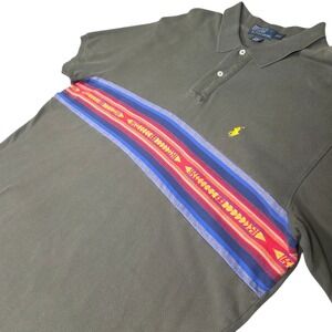 Vintage Rare Ralph Lauren Southwest Aztec Print Green Polo Shirt Mens XXL Vtg 90